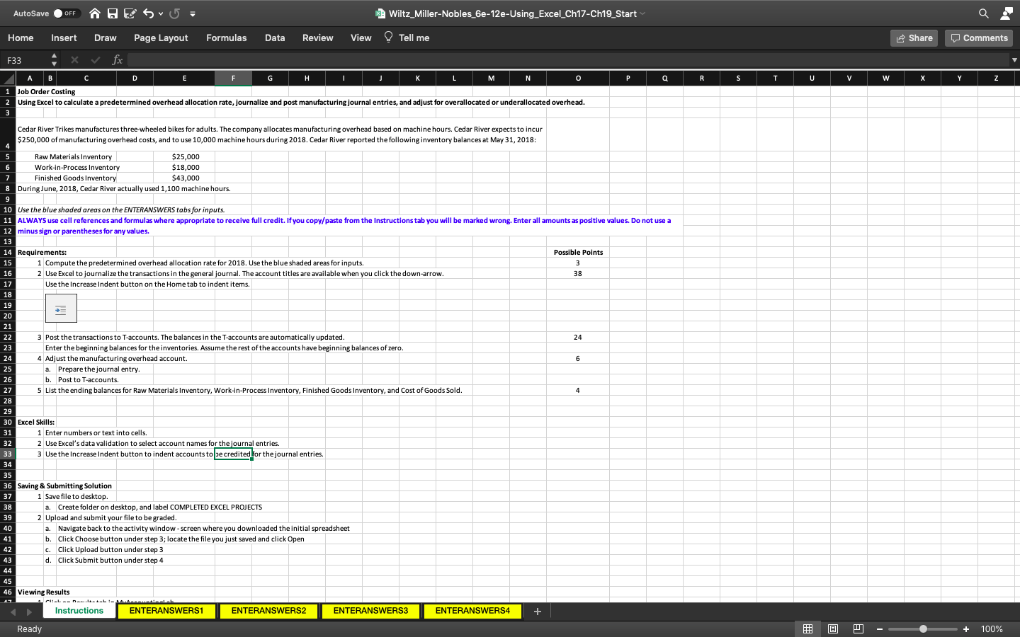 Need help with this excel sheet AutoSave OFF BESU- Q Wiltz_Miller-Nobles_6e-12e-Using Excel_Ch17-Ch19_Start