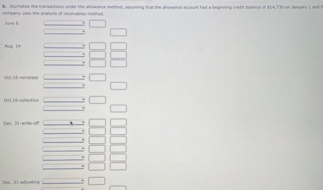 Tables Company for the year ending December 31 : June 8. Wrote