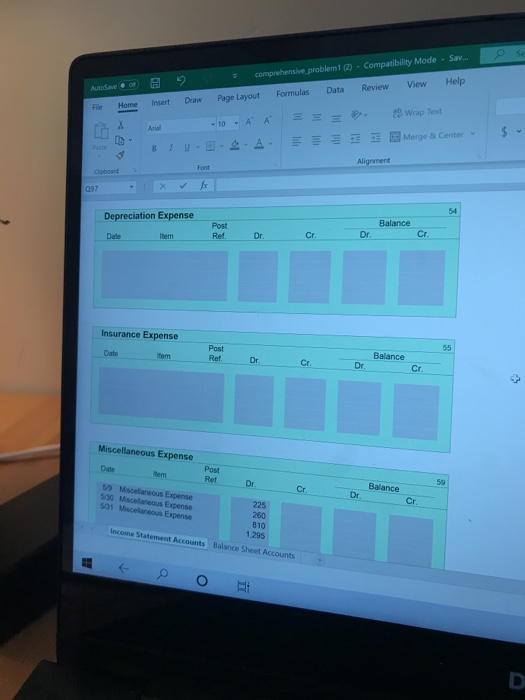 the journal entry A s Insert Arial AutoSave File Home X Draw
