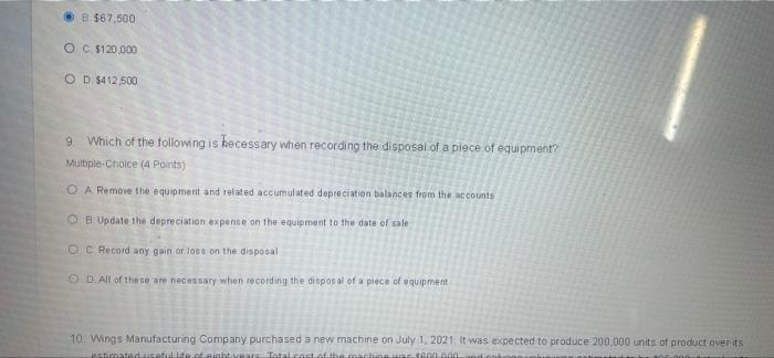 equipment and related accumulated depreciation balances from the accounts O Update the