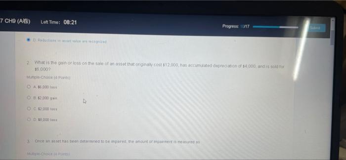 depreciation expense on the equipment to the date of sale O Record