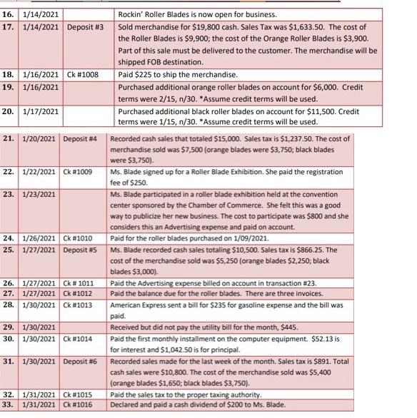 are the distinglournal entries for the month of January. Record all adjusting