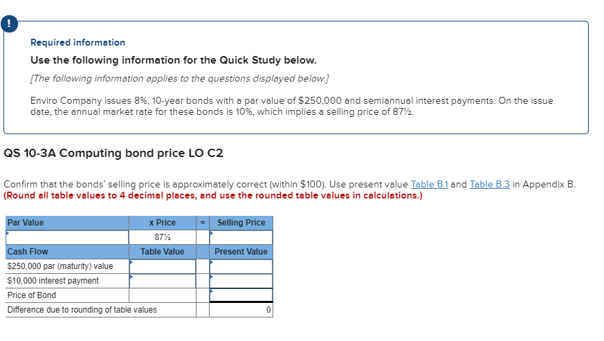 Required information Use the following information for the Quick Study below.
