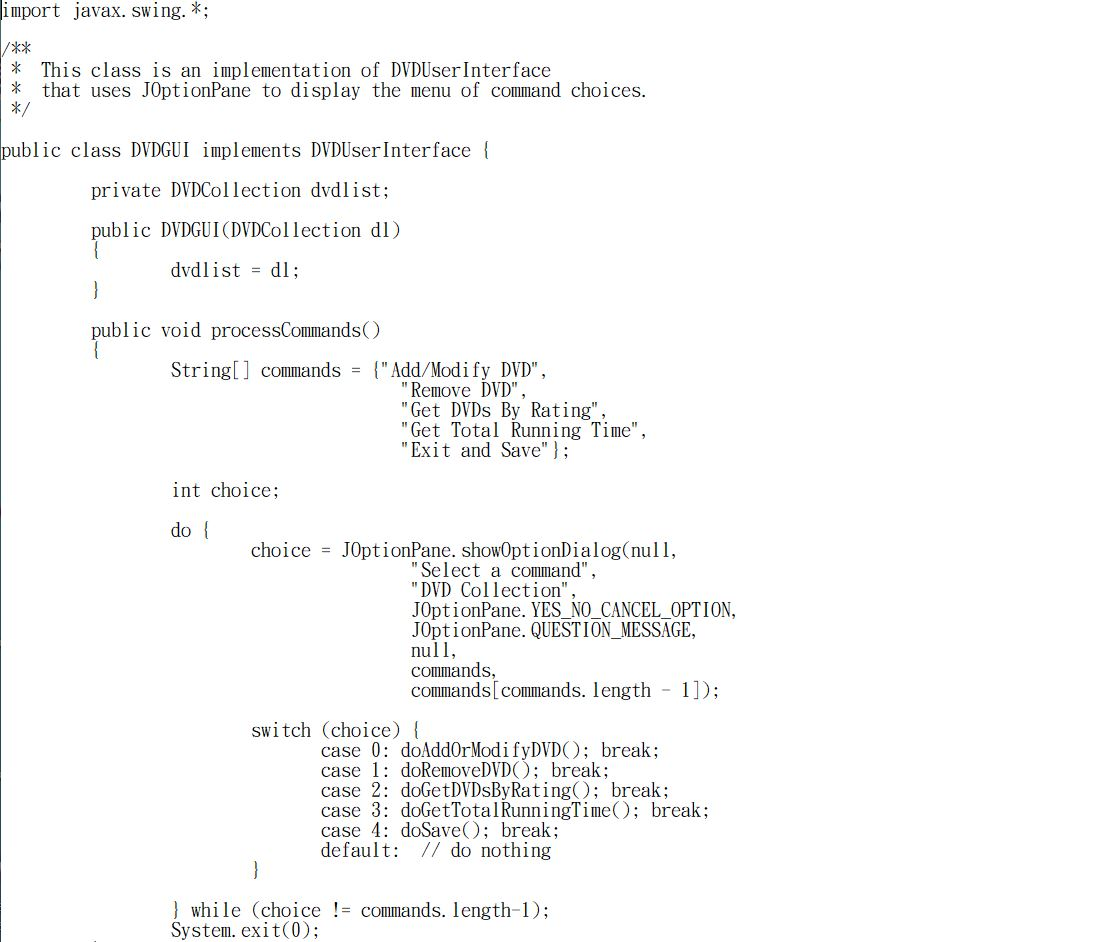 DVDUserInterface.java - An interface that describes the operation required for any user