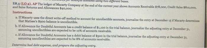  using two different bases. E8.5 (LO 2), AP The Ledger of