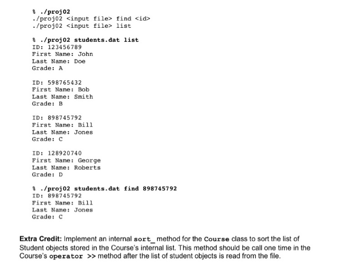 input student record file and create a list of student objects. The
