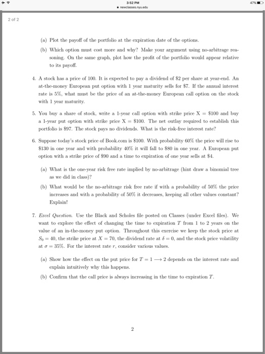  Please answer 6 Plot the payoff of tin- portfolio at tin-