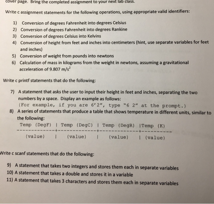  Can you please help me! In C program. cover page. Bring