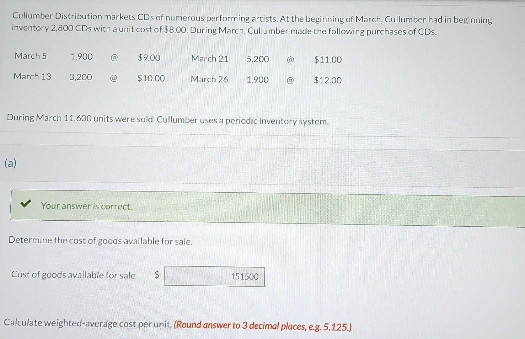 e.g. 5.125.) Weighted-average cost per unit $ Attempts: 2 of 15 used