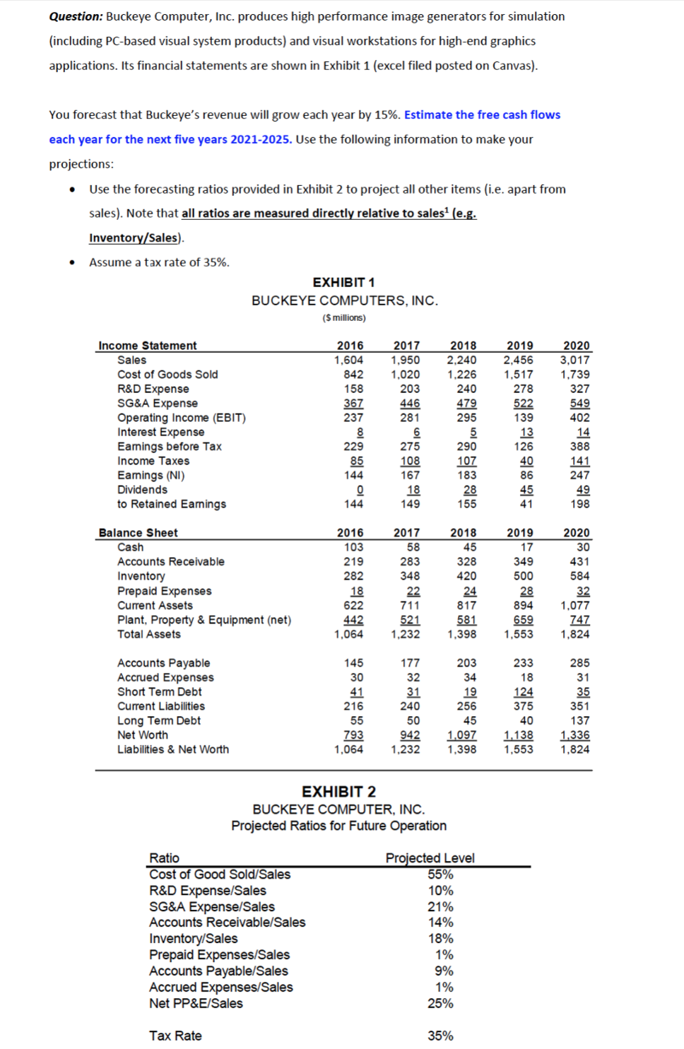  Question: Buckeye Computer, Inc. produces high performance image generators for simulation