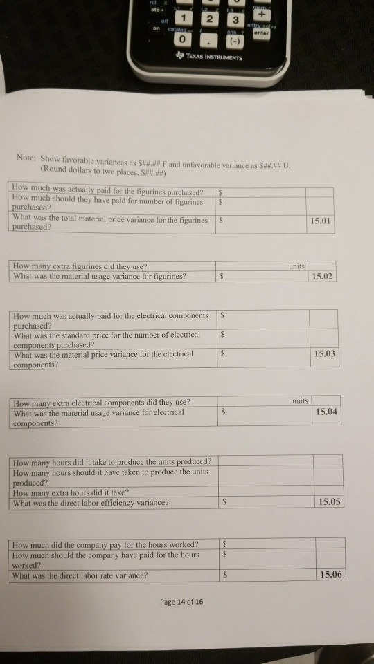 Standard Job Order Costing - Variance Analysis Special order lamps are manufactured