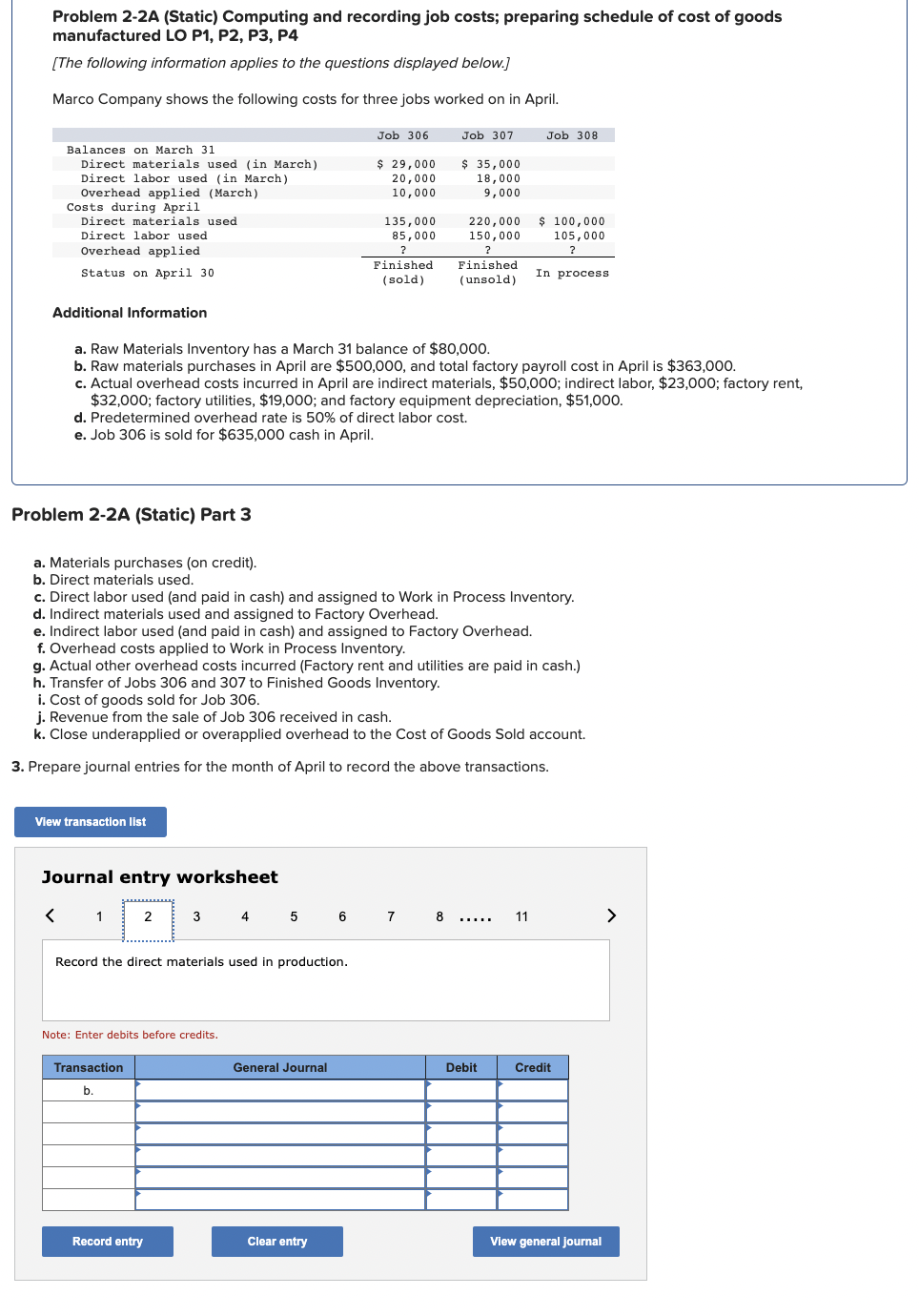 cost of goods manufactured LO P1, P2, P3, P4 [The following information