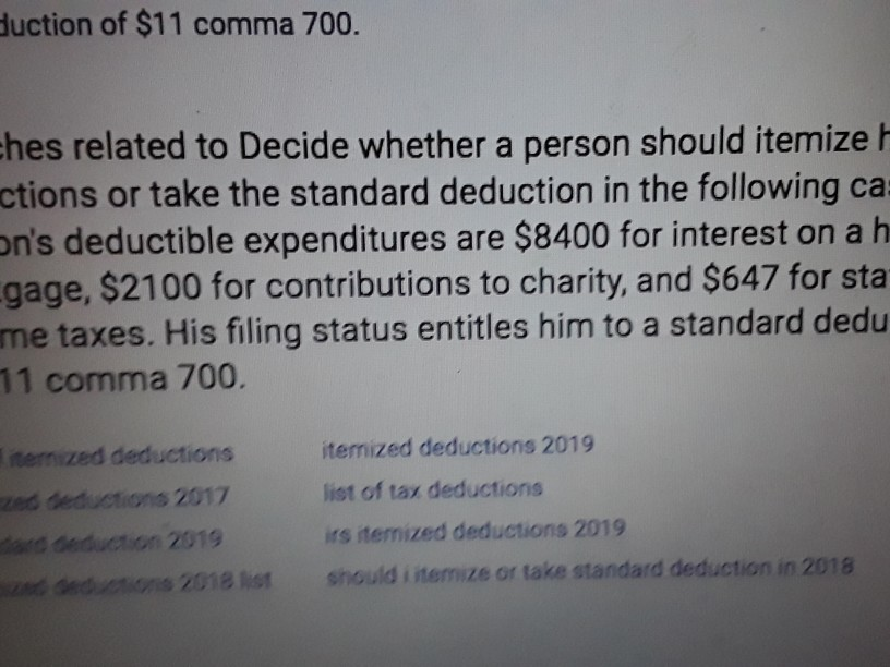 Decide what her a person should itemize his deductions or take