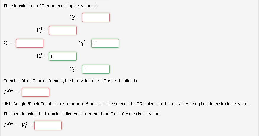 of a Euro call option. Keep 3 places to the right of