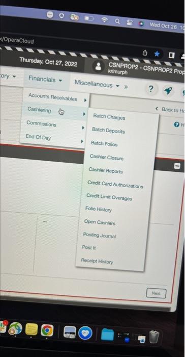 hello! i need help explaining all cashiering management sub menu from batch