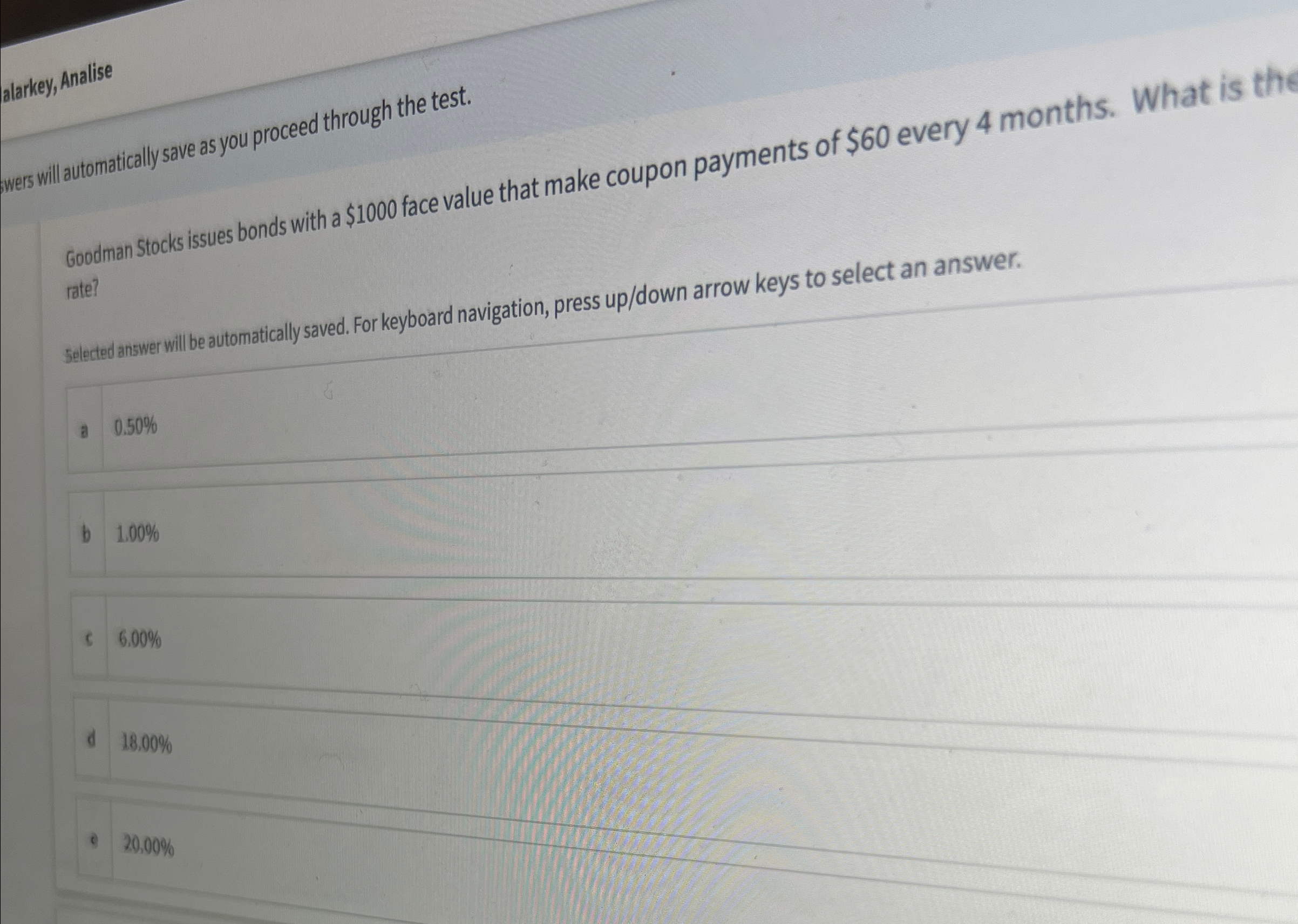  alarkey, Analise wers will automatically save as you proceed through the