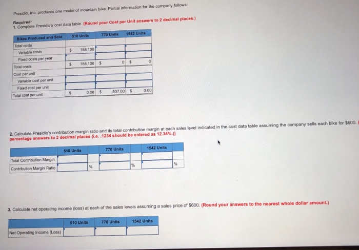  please include working note. the number on #2 is $600 Presidio,