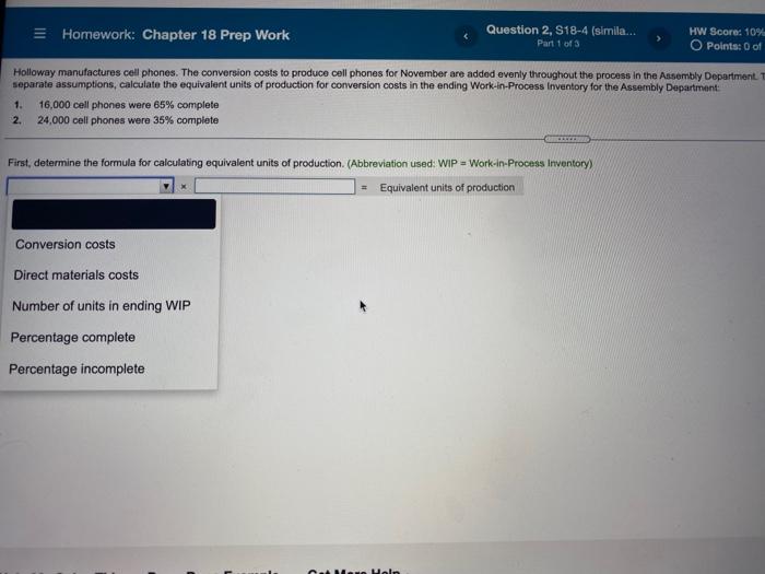  = Homework: Chapter 18 Prep Work Question 2, S18-4 (simila... Part