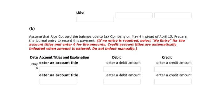 relates to Rice Co. 1. On April 5, purchased merchandise from Jax