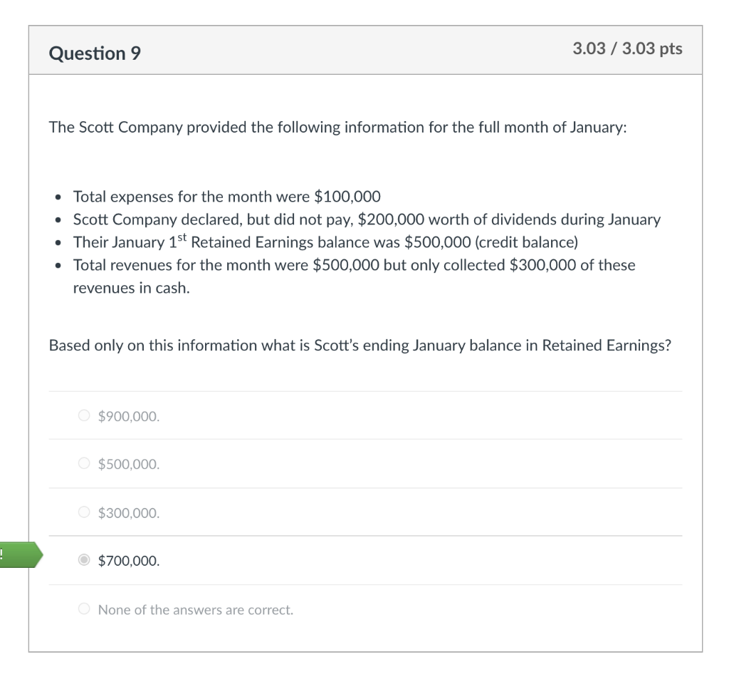 What is the formula to get that correct answer? Question 9 3.03