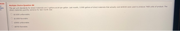  RCES Multiple Choice Question 36 The per-unit standards for direct materials