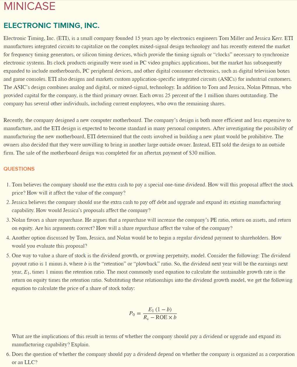  ELECTRONIC TIMING, INC. Electronic Timing, Inc. (ETI), is a small company