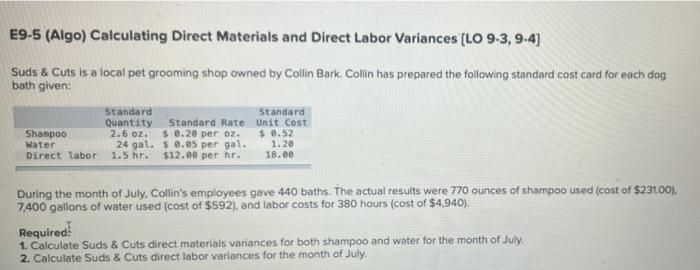 help plz. lmk if you need more information. E9-5 (Algo) Calculating Direct