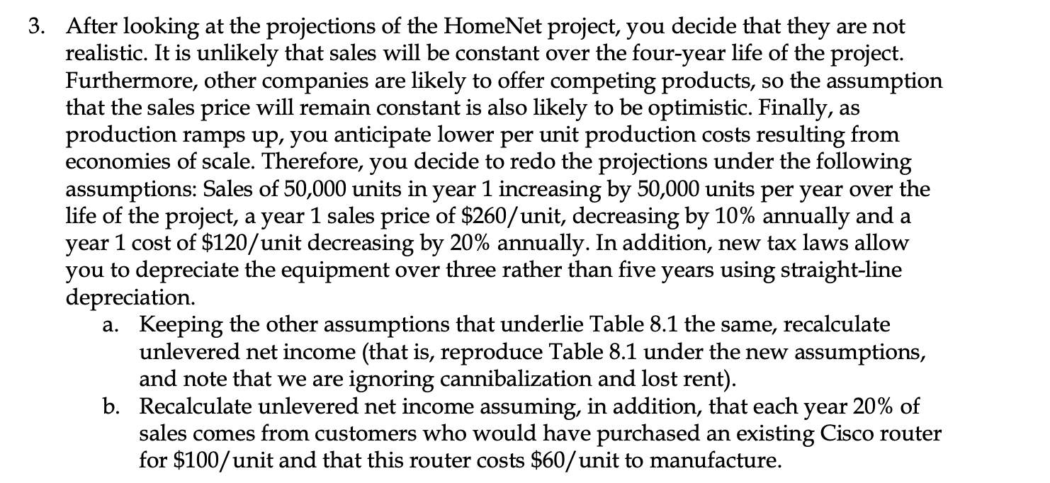  (assuming there is no cannibalization): c. Calculate HomeNets net working capital