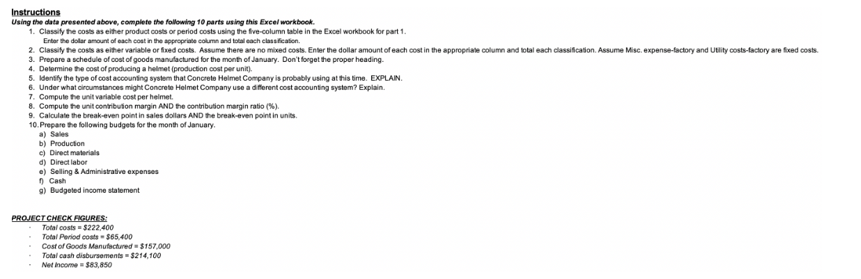 Situation Concrete Helmet Company is a newly formed company that manufactures bicycle