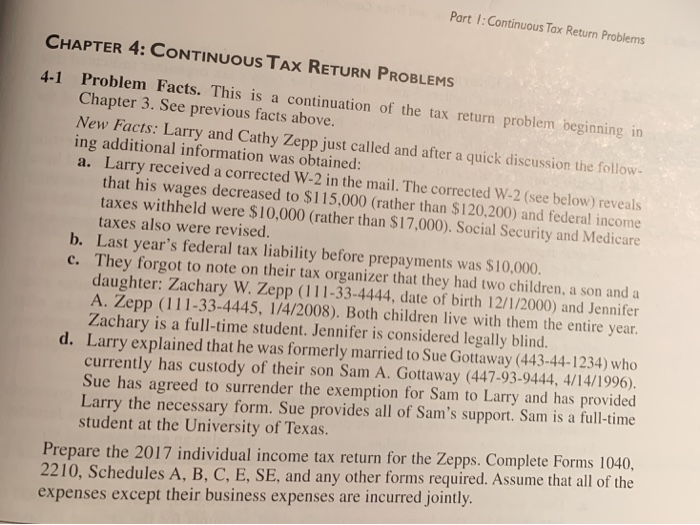 3: CONTINUOUS TAX RETURN PROBLEMS 3-1 Problem Facts. Larry K. and Cathy