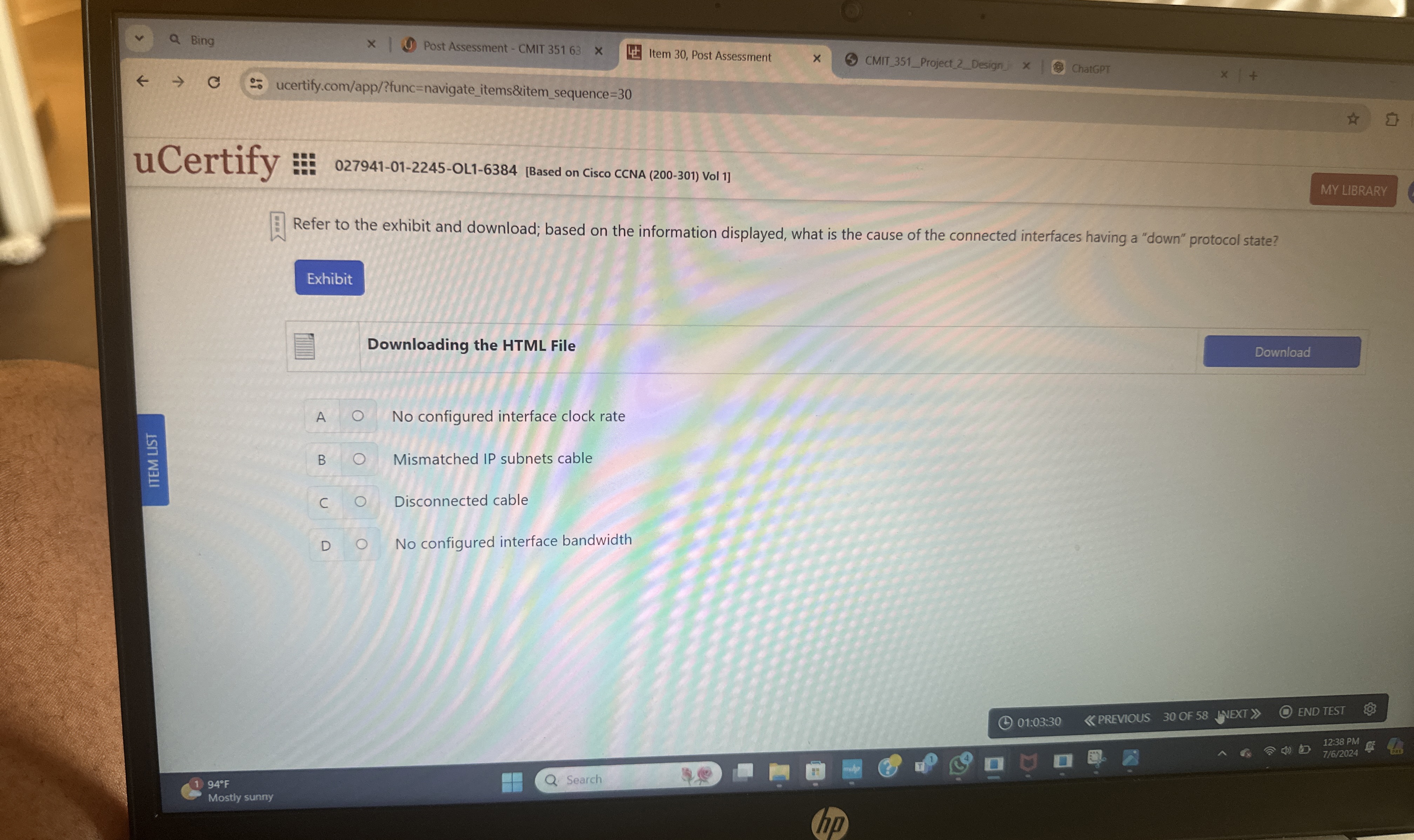  Bing Post Assessiment - CMIT 35163 Item 29, Post Assessment ucertify.com/app/?func=navigate