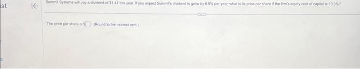  The prite per share is : (Round b the nearest cent)