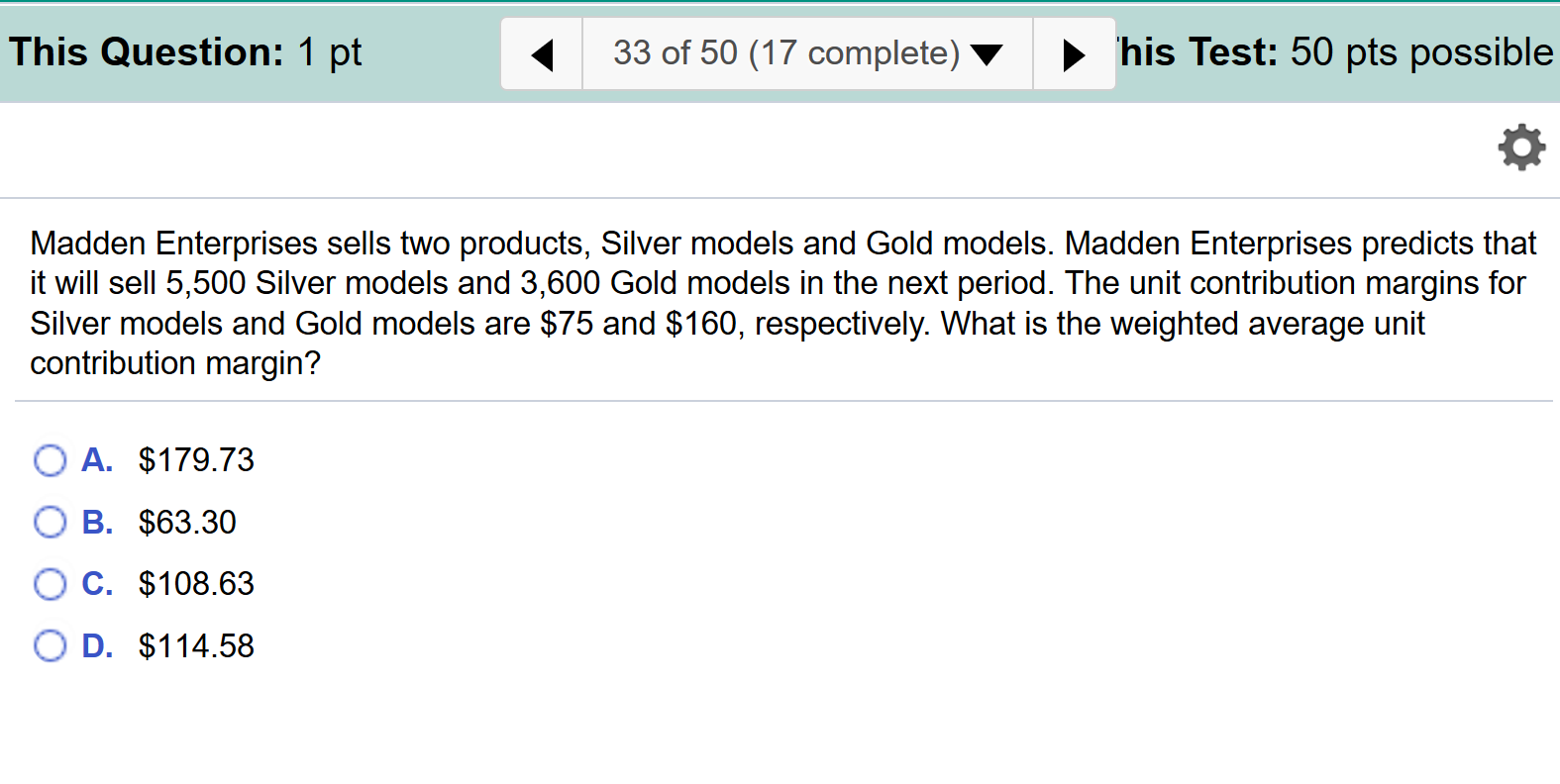 50 (17 complete) Prince Paper has budgeted the following amounts for its