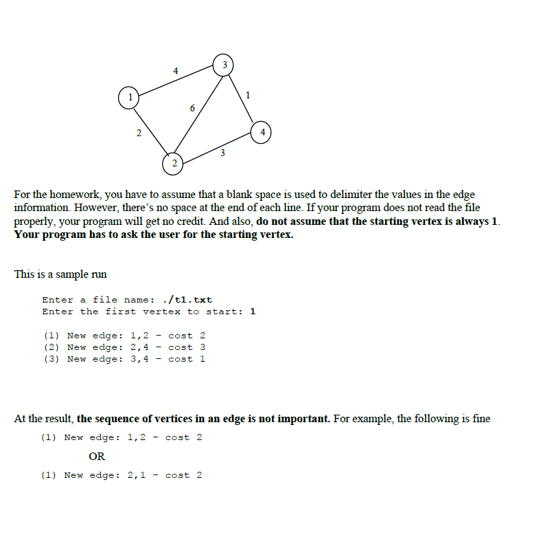 the Prim's algorithm to calculate the minimum spanning tree (MST) from an
