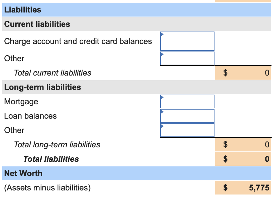 \begin{tabular}{|c|c|c|} \hline Liabilities & & \\ \hline Current liabilities & &