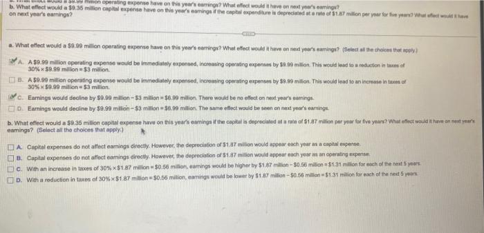  b. What effect would a s9.35 mifon operating expense have on