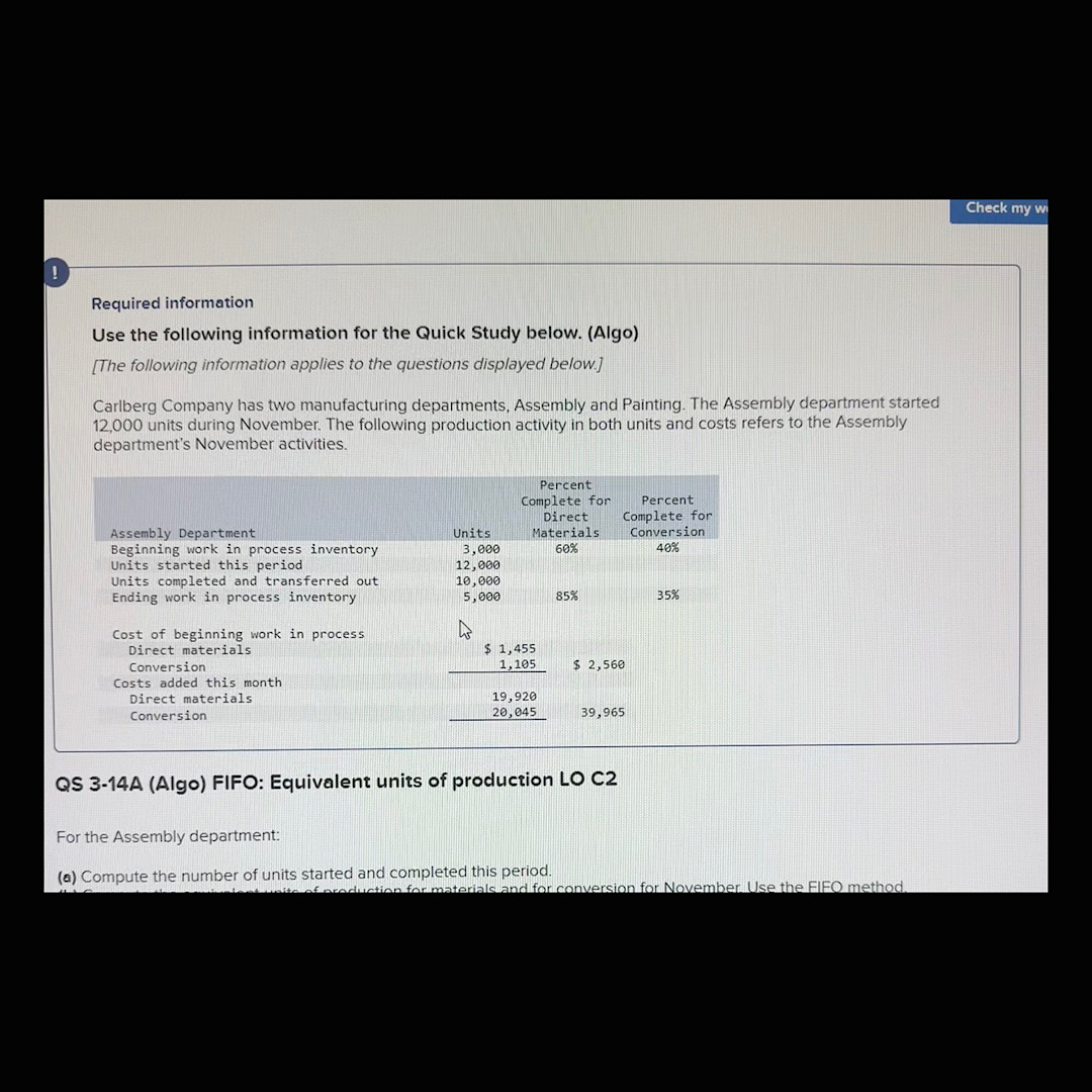 Required information Use the following information for the Quick Study below.