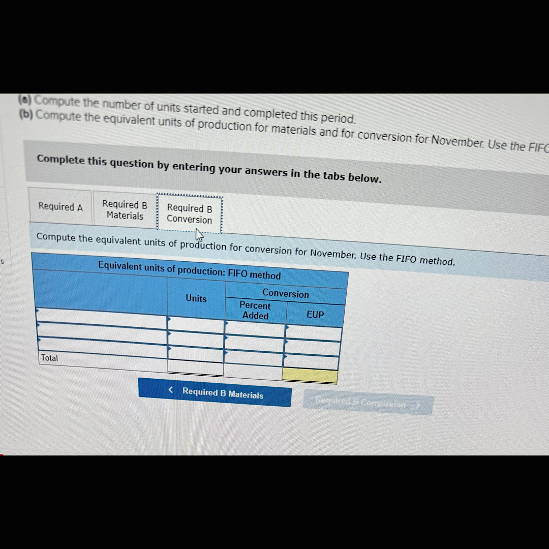 units during November. The following production activity in both units and costs