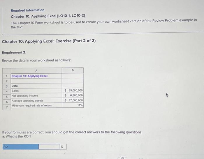 Chapter 10 Form worksheet is to be used to create your own