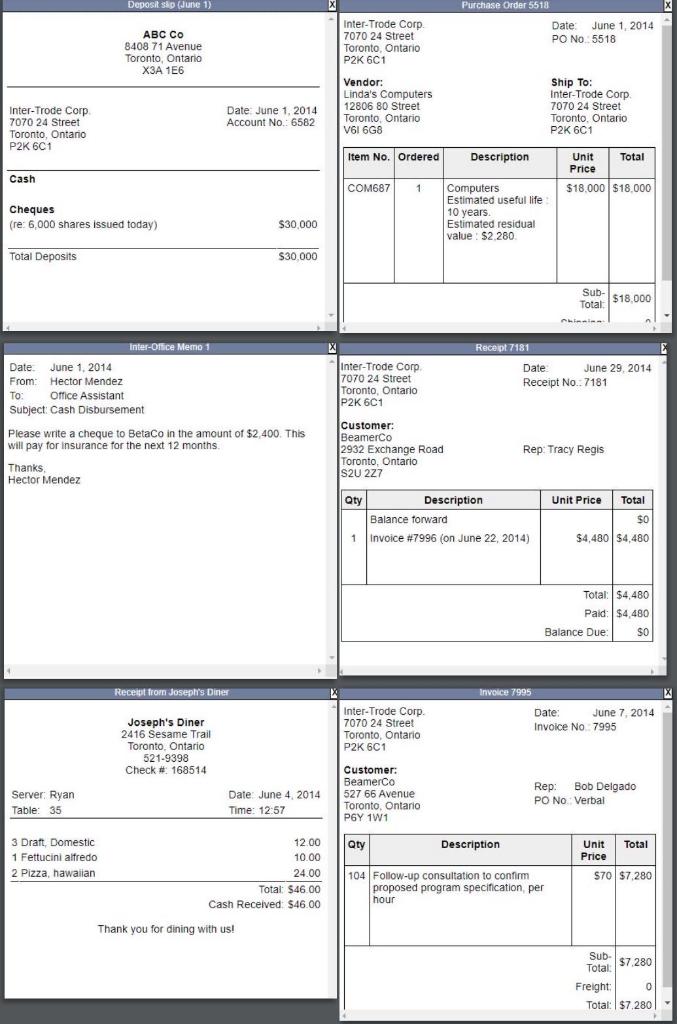 in advance 4/Jun Paid for dinner with client 13/Jun Earned and received