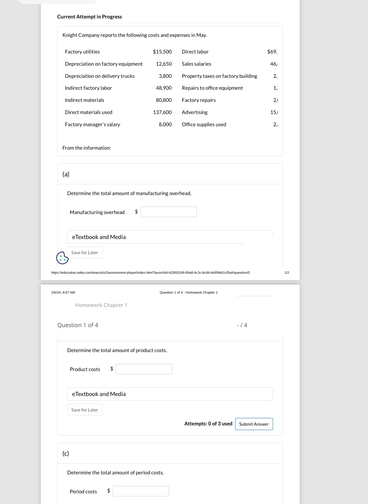  solve this Current Attempt in Progress Knight Company reports the following
