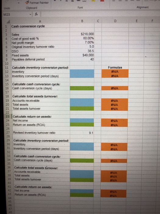 to determine the effect of its inventory turnover ratio and days sales