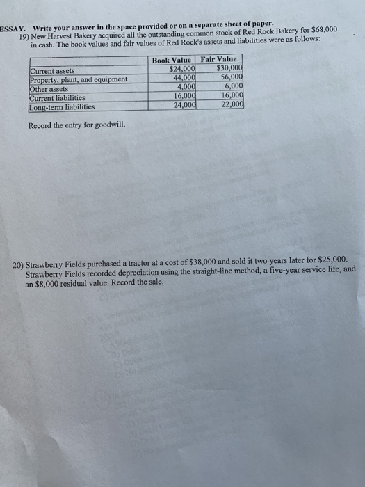  ESSAY. Write your answer in the space provided or on a