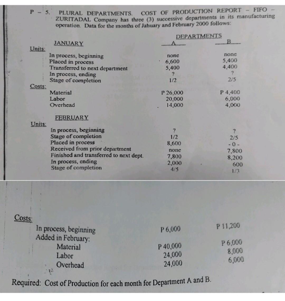  Process Costing - Cost Production Report (CPR) P - 5. PLURAL