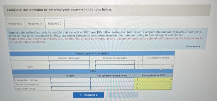reverve and gross profit or loss to be recognized in 2025, assuming