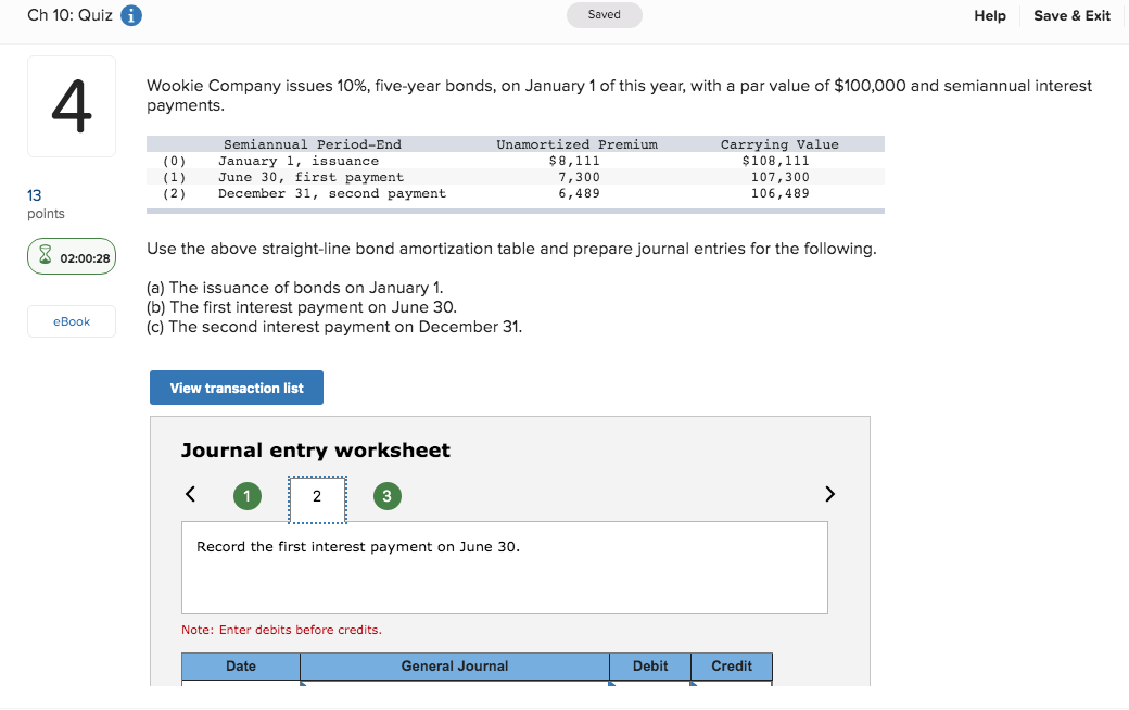 Ch 10: Quiz 0 Saved Help Save & Exit Wookie Company
