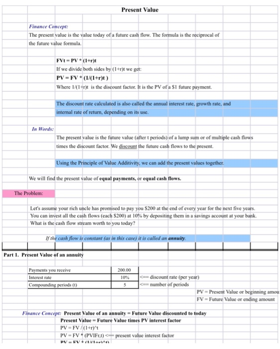  Present Value Finance Concept: The present value is the value today