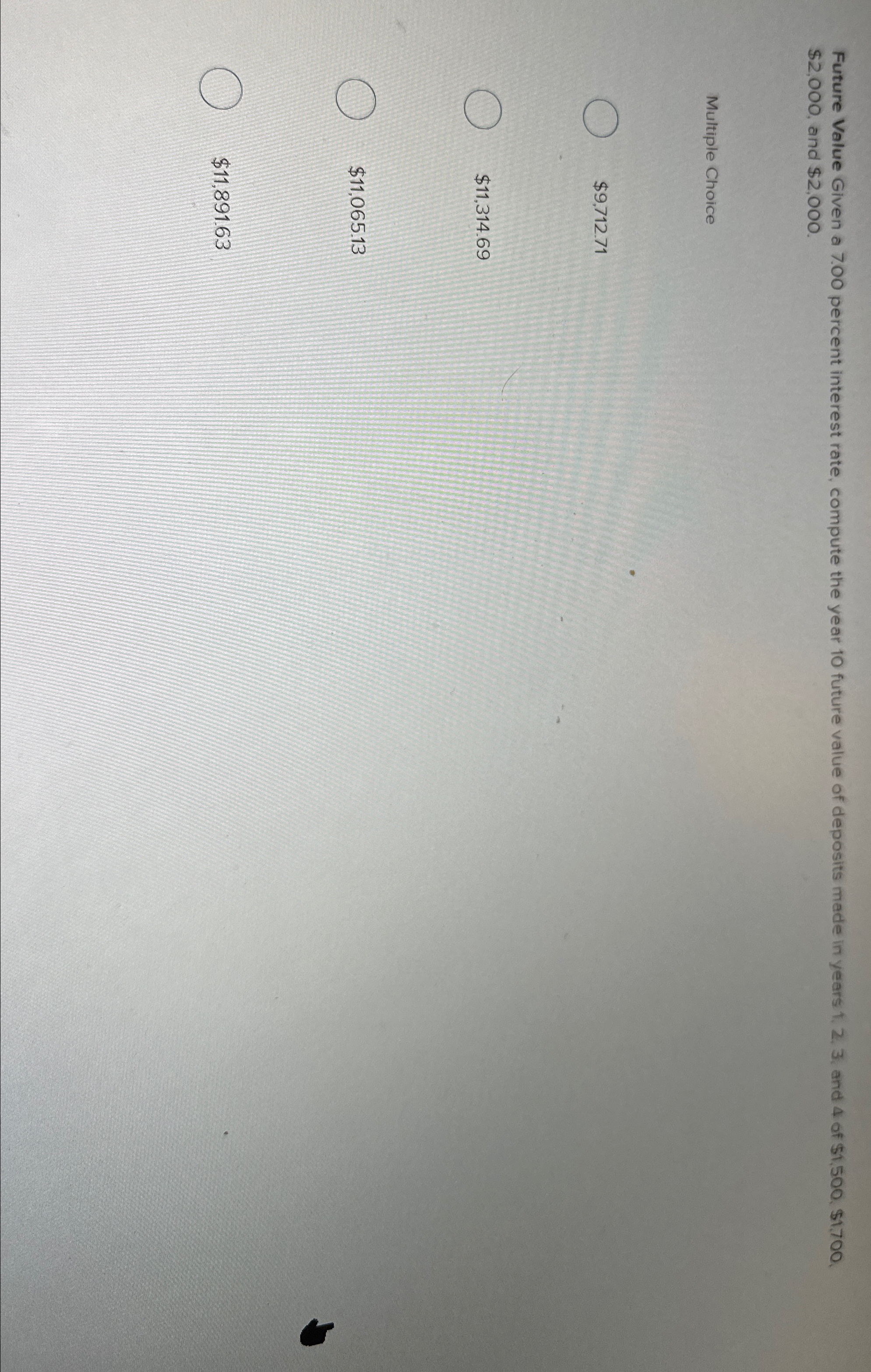  Future Value Given a 7.00 percent interest rate, compute the year