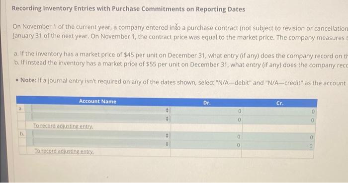  Recording Inventory Entries with Purchase Commitments on Reporting DatesOn November 1