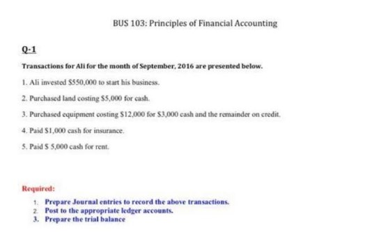 Note: All the 3 answers should be computerized BUS 103: Principles